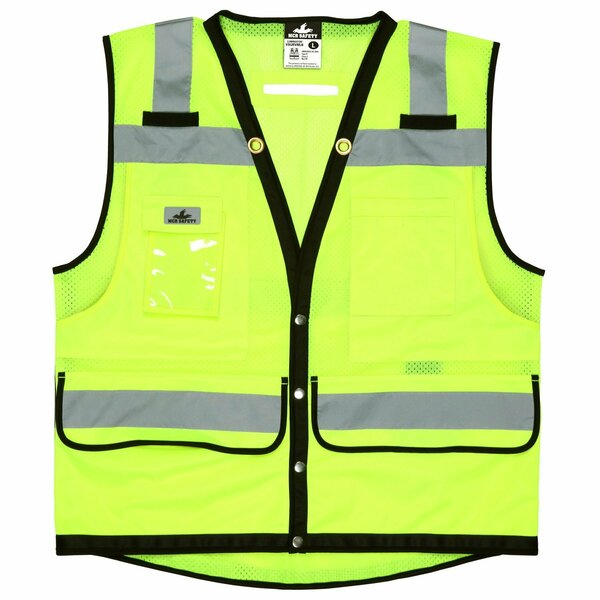 Mcr Safety Garments, Vest, Lime, Class 2, Buttons, Mesh, Surveyor, M VSURVMLBM